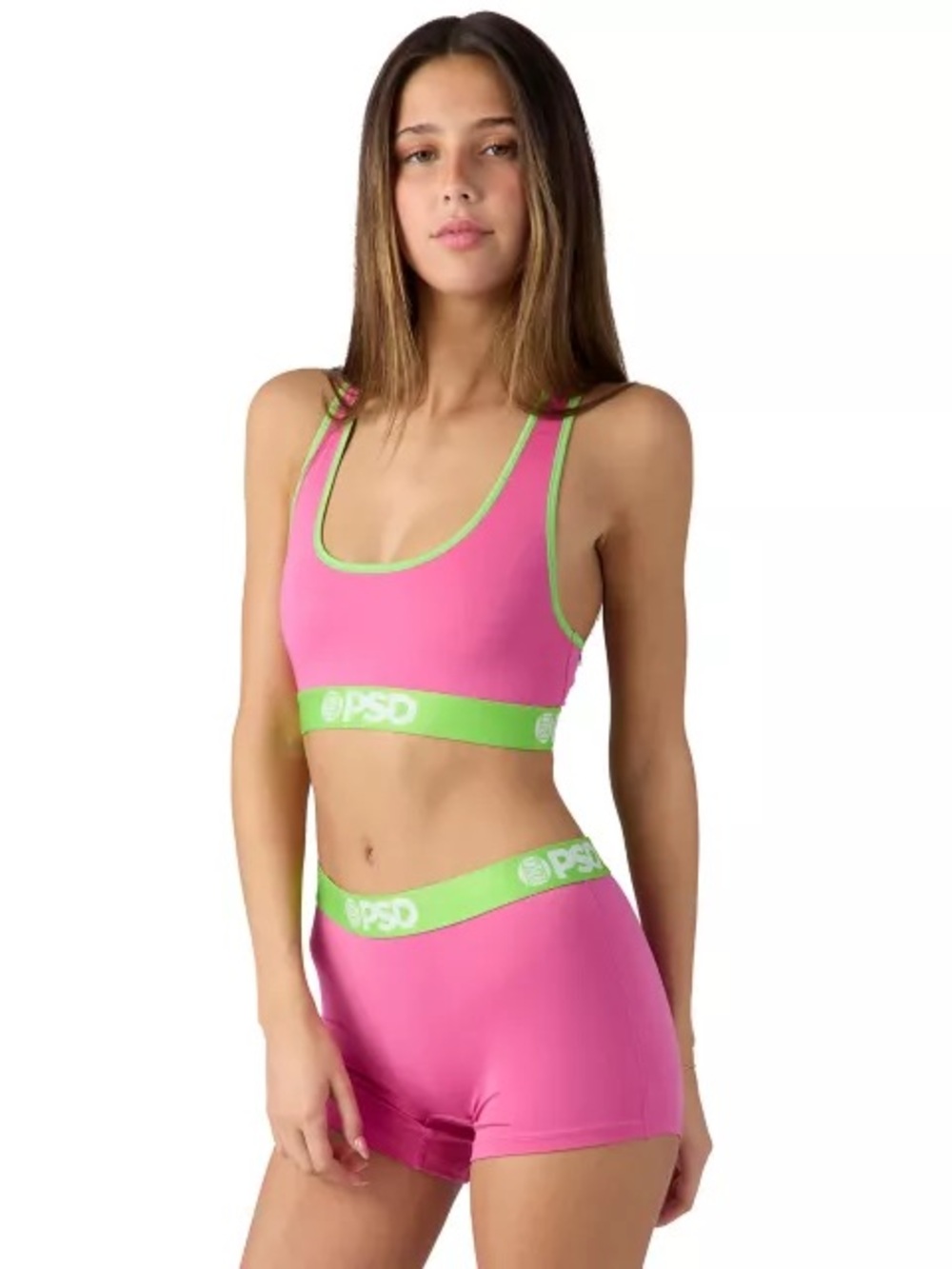 PSD Pink and Green Sports Bra & Boyshorts